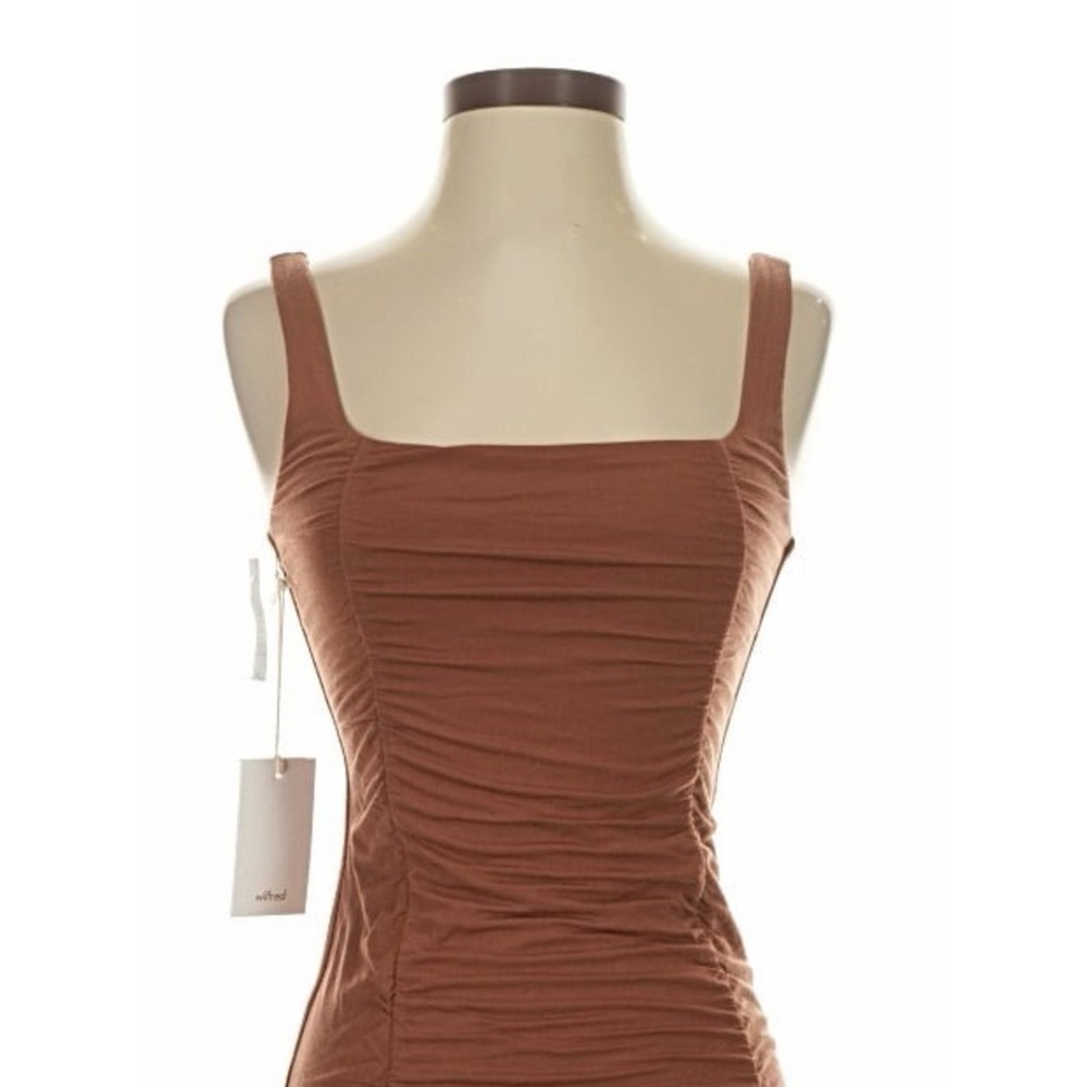 Wilfred Lydia Brown Ruched Mini Dress Bodycon‎ Small Coquette Minimalist - Picture 3 of 11